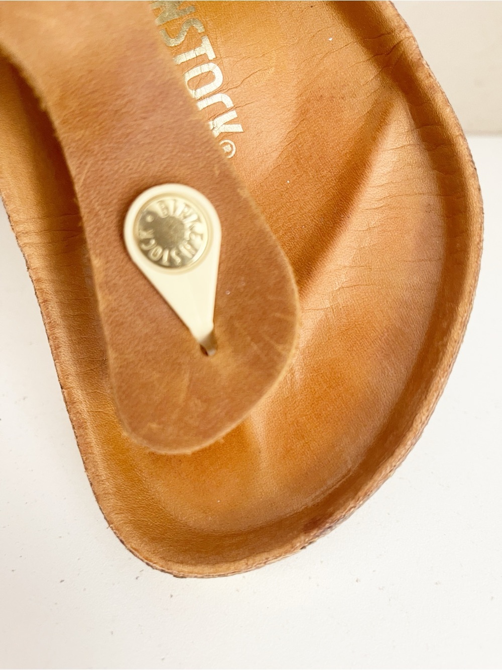 Birkenstock Orange Thong Sandal with Gold Buckle - Picture 7 of 12